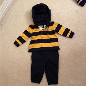 Ralph Lauren Navy and Yellow Striped Set NWT
